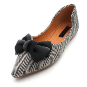 Black Pointed Toe Bowknot Ballet Flats