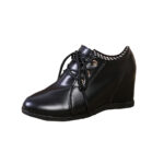Round Toe Low Wedge Lace Up Boot
