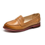 Brown Brogue Carving Penny Loafers