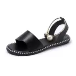 Casual Flat Sandals with Pearl Ring Ankle Strap