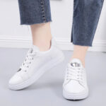 Lace-up Low Top White Flat Sneakers