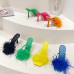 Feather Slipper Heels