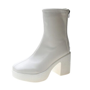 White High Heel Chunky Boots
