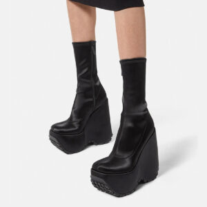 Knee high wedge platform boots