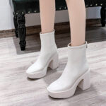 White High Heel Chunky Boots