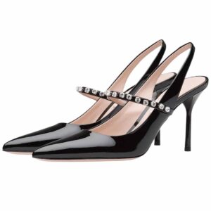 Black Patent Leather Slingback Pumps