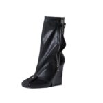 Thin mid heels zipper short boots