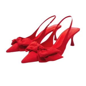 Red Slingback Heels With Bow