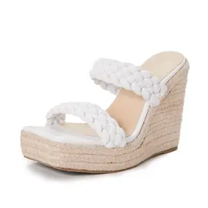 High Heeled Woven Wedge Slippers