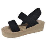 Nesh Elastic Band Black Wedge Sandals