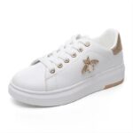 Golden Bumble Bee White Lace Up Sneakers