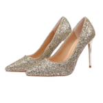 Sparkly Golden Stiletto Pumps
