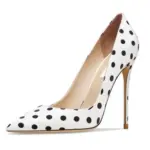 White Polka Dot Pointed Toe High Heels