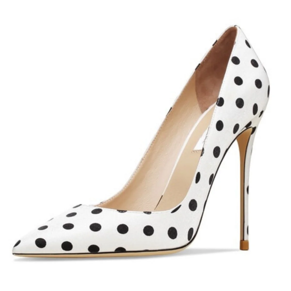 1 (2) White Polka Dot Pointed Toe High Heels