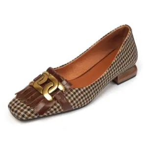 Brown Tassel Beads Square Flats
