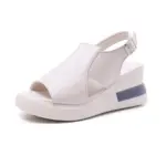 Wedge Platform White Leather Sandals
