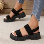 Elastic Strap Lug Sole Sandals